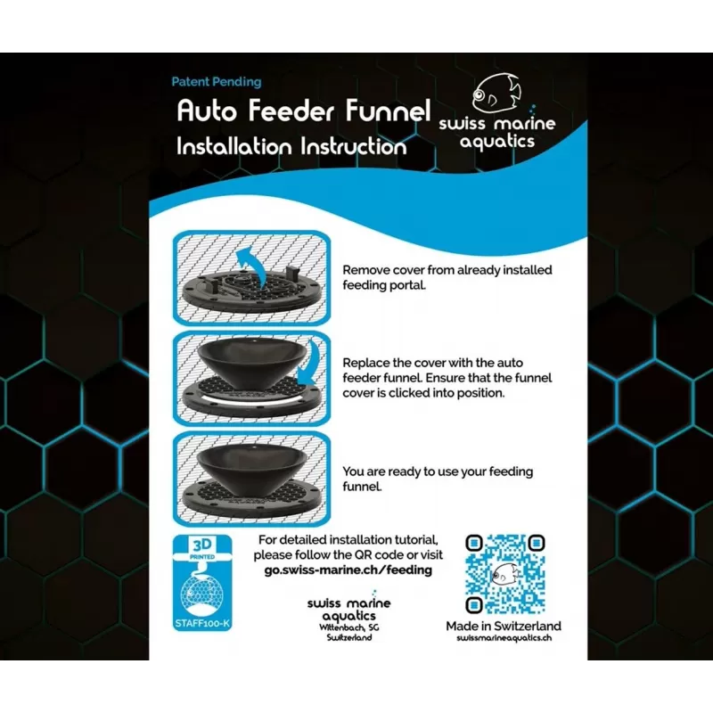 Swiss Marine Screen Top Auto Feeder Funnel Black Swiss Marine Screen Top Auto Feeder Funnel Black